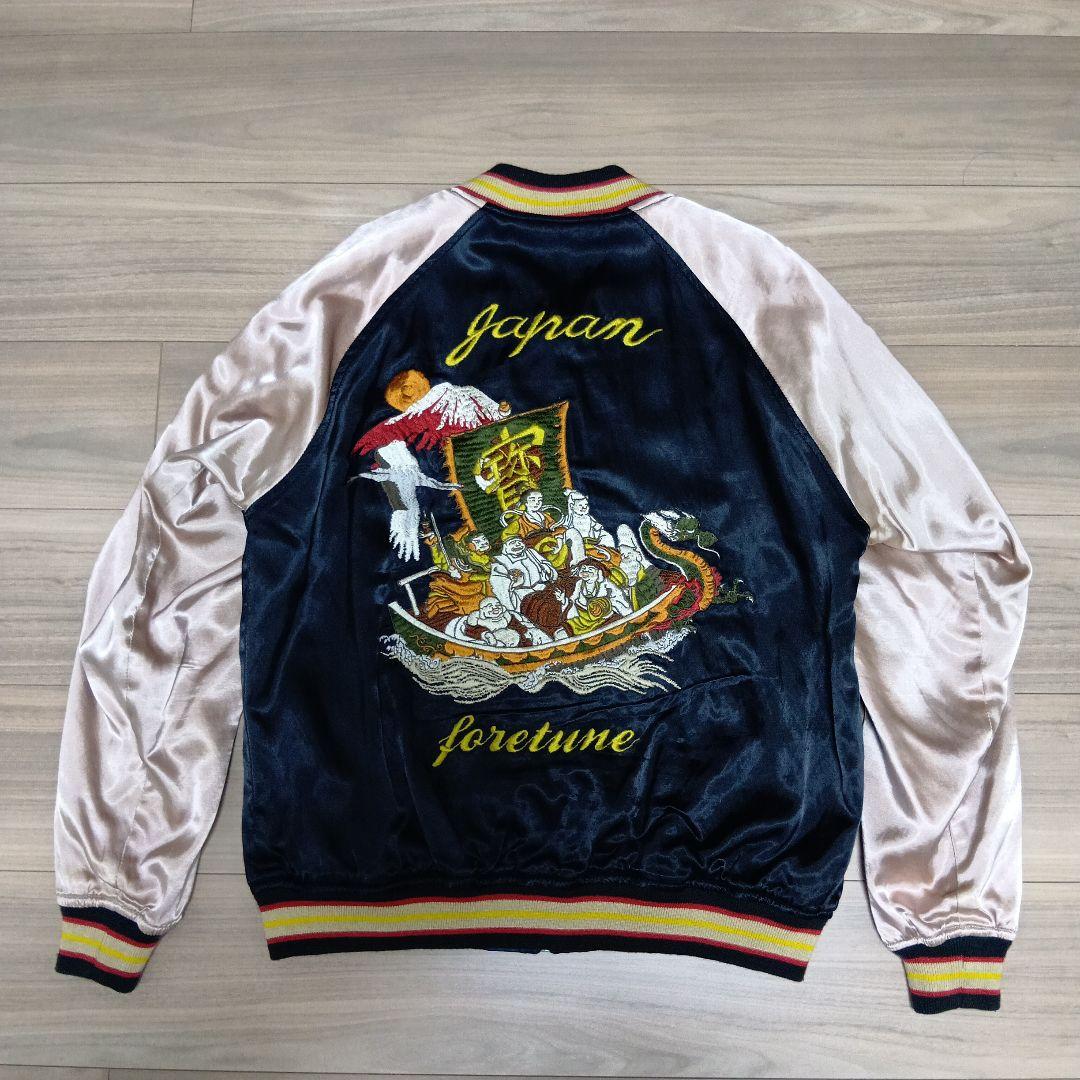 HOUSTON　リバーシブルスカジャン　七福神・虎刺繍　Lサイズ