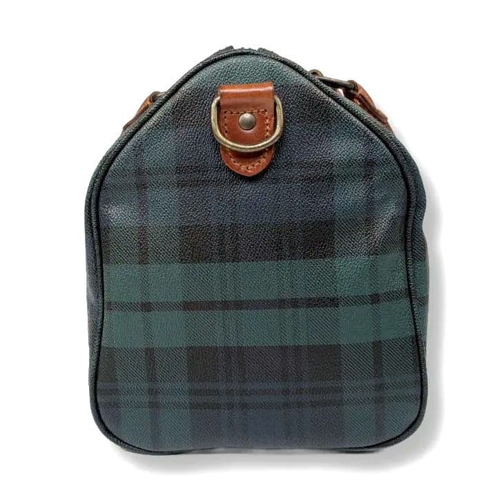 ポロラルフローレン ミニ ボストンバッグ チェック柄 PVC レザー