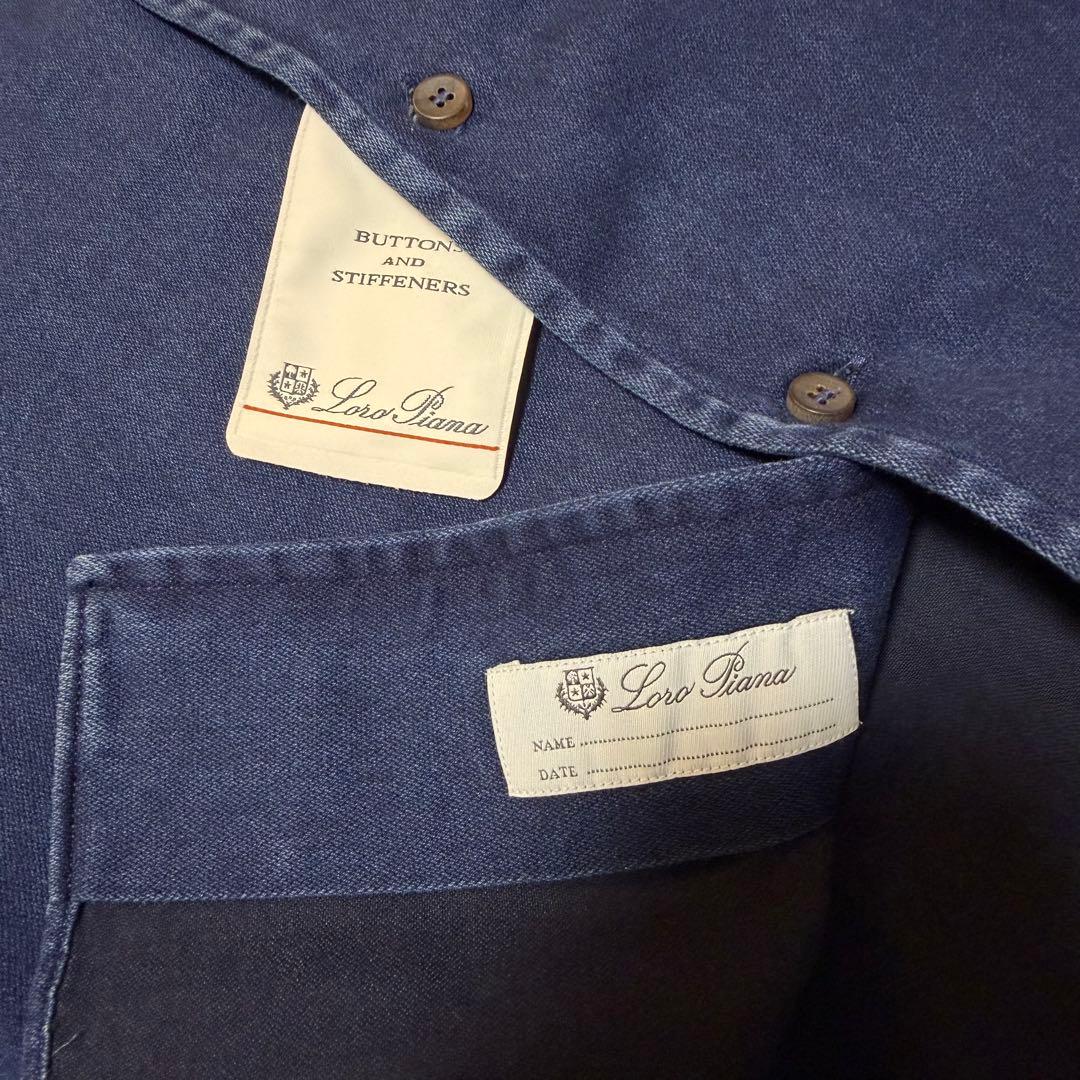 新品未使用ロロピアーナ アンドレシャツ コットン Mサイズ ネイビー 紺 デニム