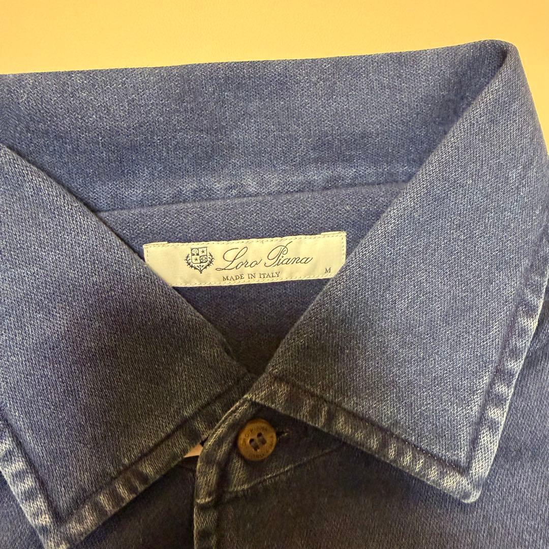 新品未使用ロロピアーナ アンドレシャツ コットン Mサイズ ネイビー 紺 デニム
