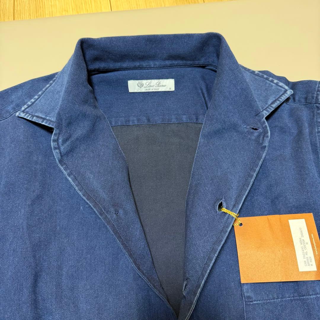 新品未使用ロロピアーナ アンドレシャツ コットン Mサイズ ネイビー 紺 デニム