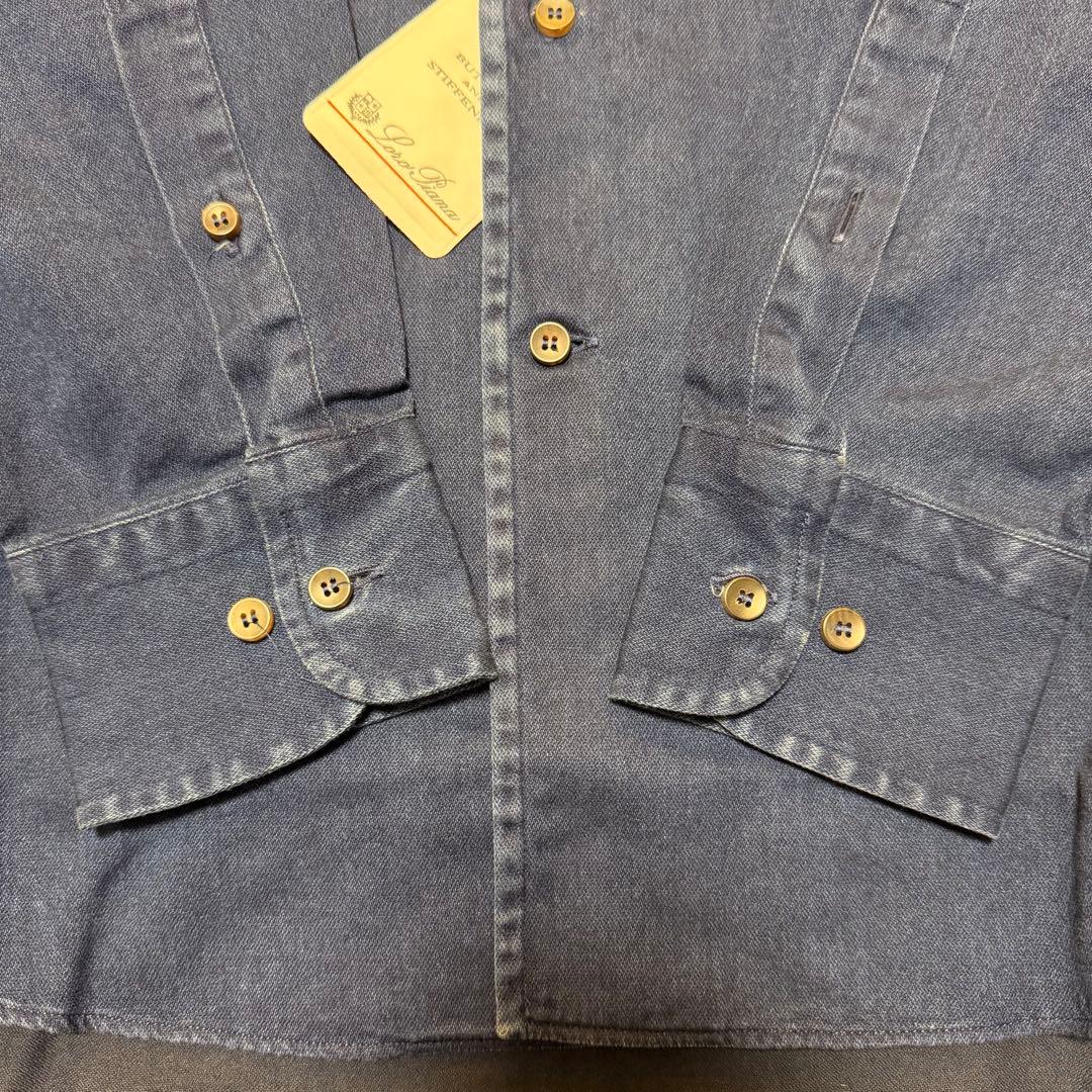 新品未使用ロロピアーナ アンドレシャツ コットン Mサイズ ネイビー 紺 デニム