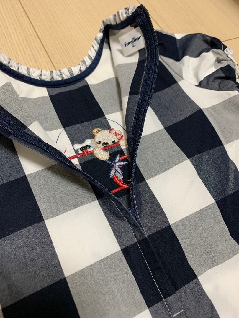 Ｌ*♬様 familiar チェック柄 ワンピース 90 いちご