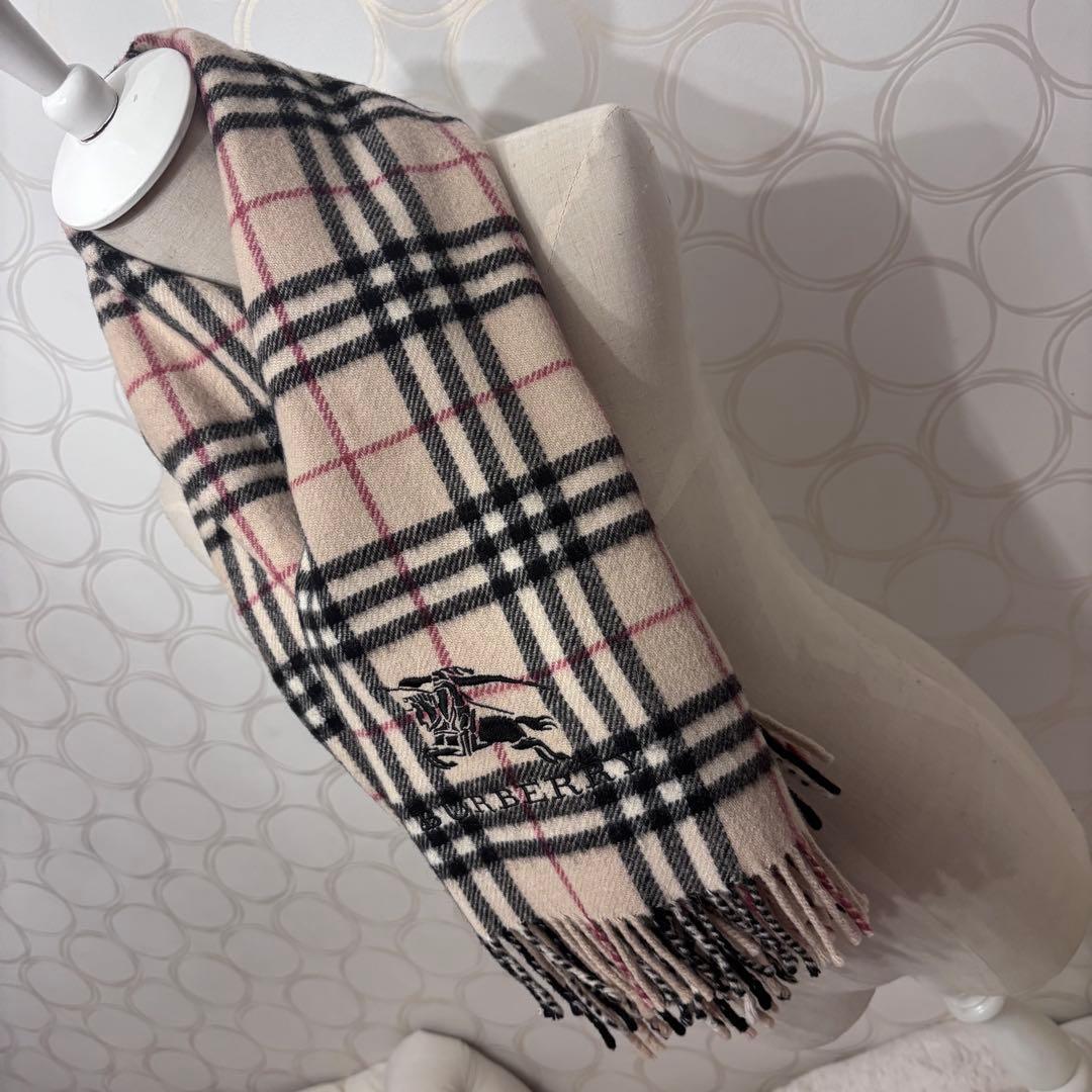 BURBERRY ロゴ刺繍 バーバリーチェック マフラー ショール