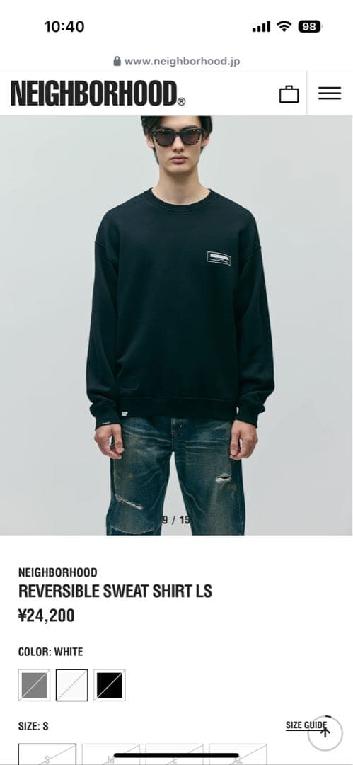 NEIGHBORHOOD REVERSIBLE SWEAT SHIRT L 白