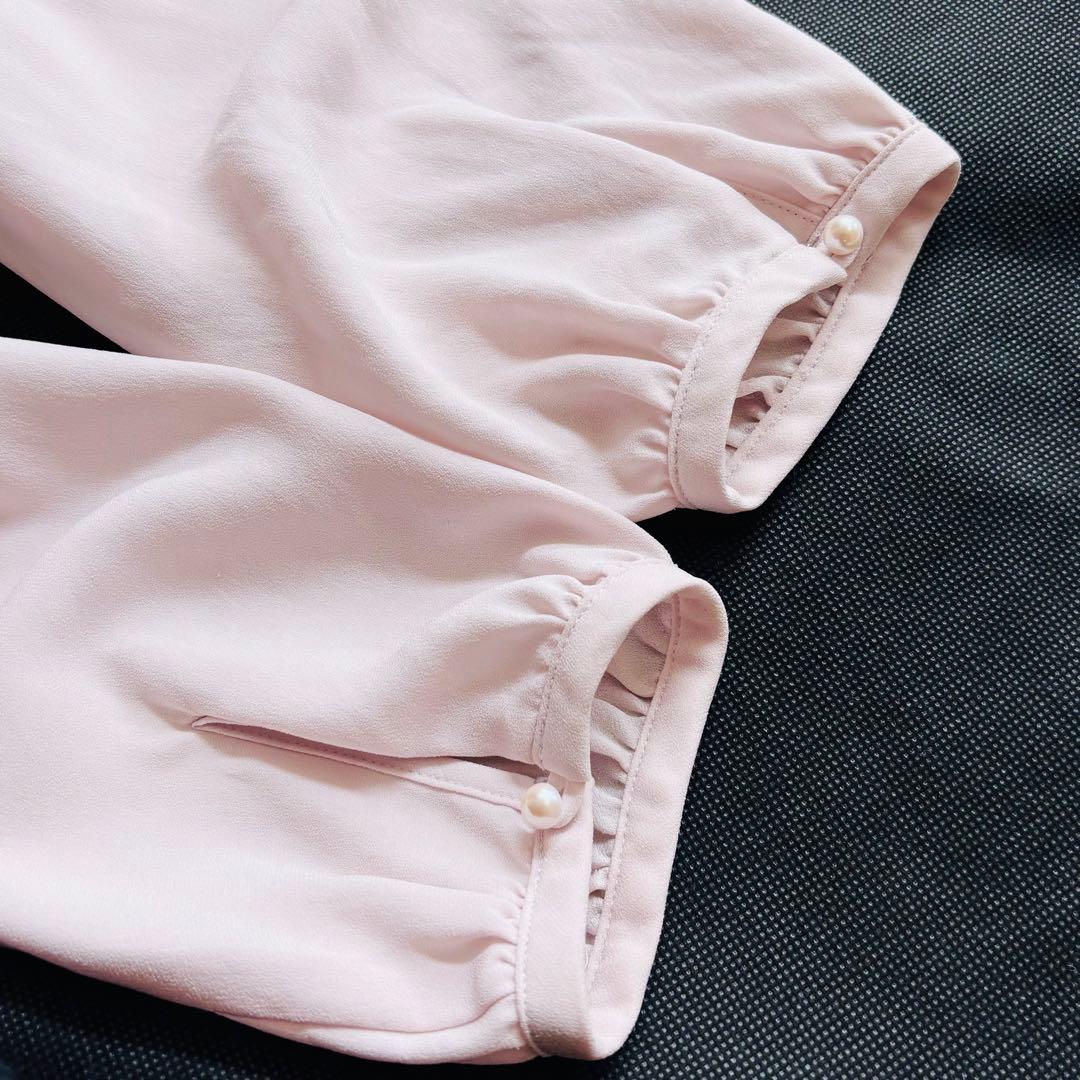 ANAYI 2023 バックサテン ボウタイブラウス 38 ピンク 2WAY