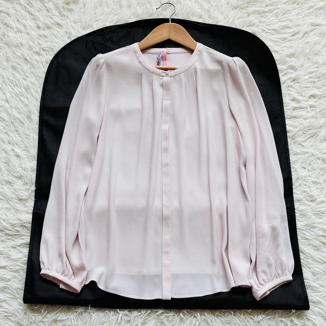 ANAYI 2023 バックサテン ボウタイブラウス 38 ピンク 2WAY