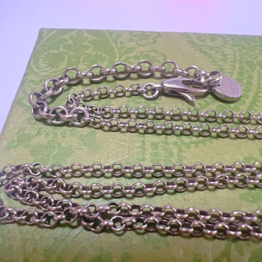 《美品》グッチ あずきチェーン 50cm ネックレス ブラック シルバー925