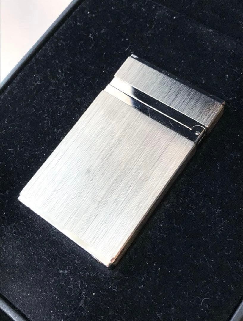 (一部交換必須)大きい音 デュポン　ガスライター　シルバー　ヘアライン　ライン2