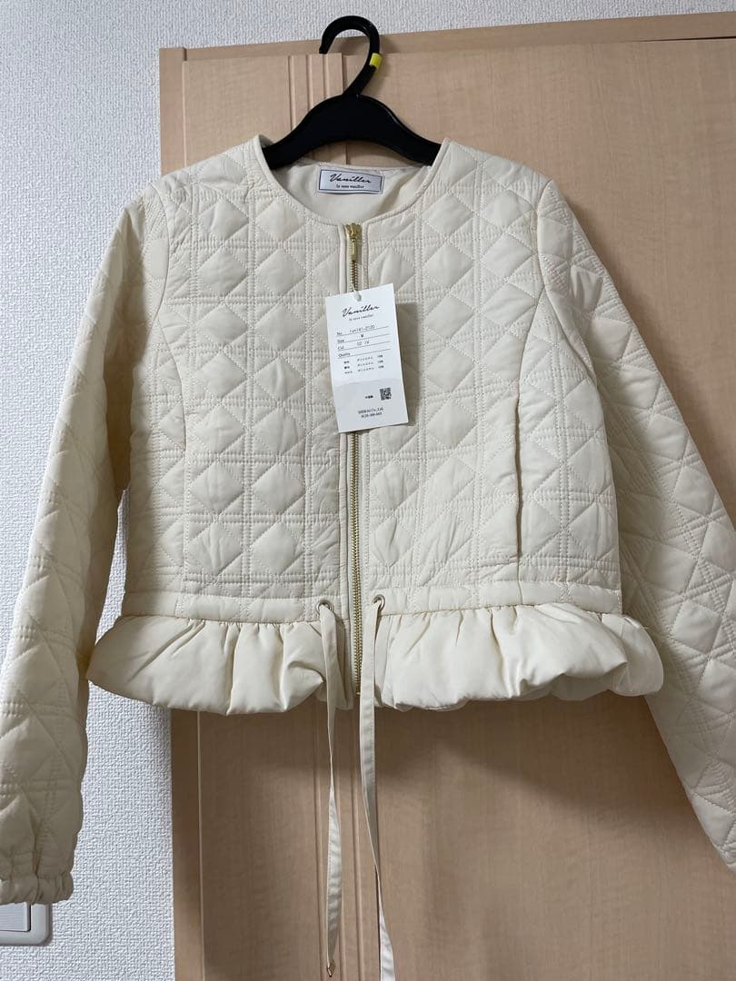 2WAY ショート丈 キルティング ノーカラー中綿 ジャケット