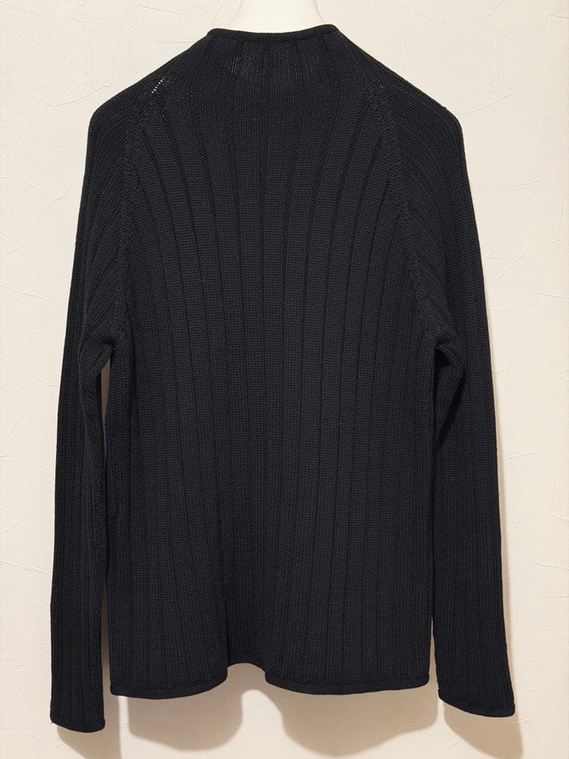 HERMES ブラック リブニットセーター ウール