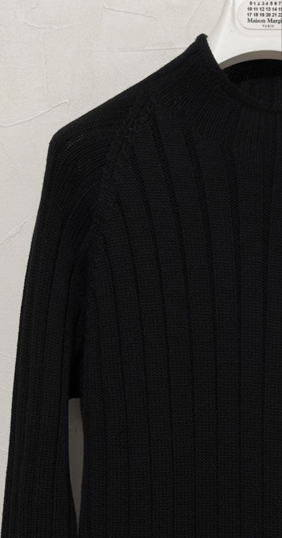HERMES ブラック リブニットセーター ウール