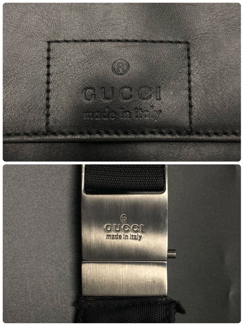 グッチ ウエストバッグ ショルダー ブラック レザー キャンバス