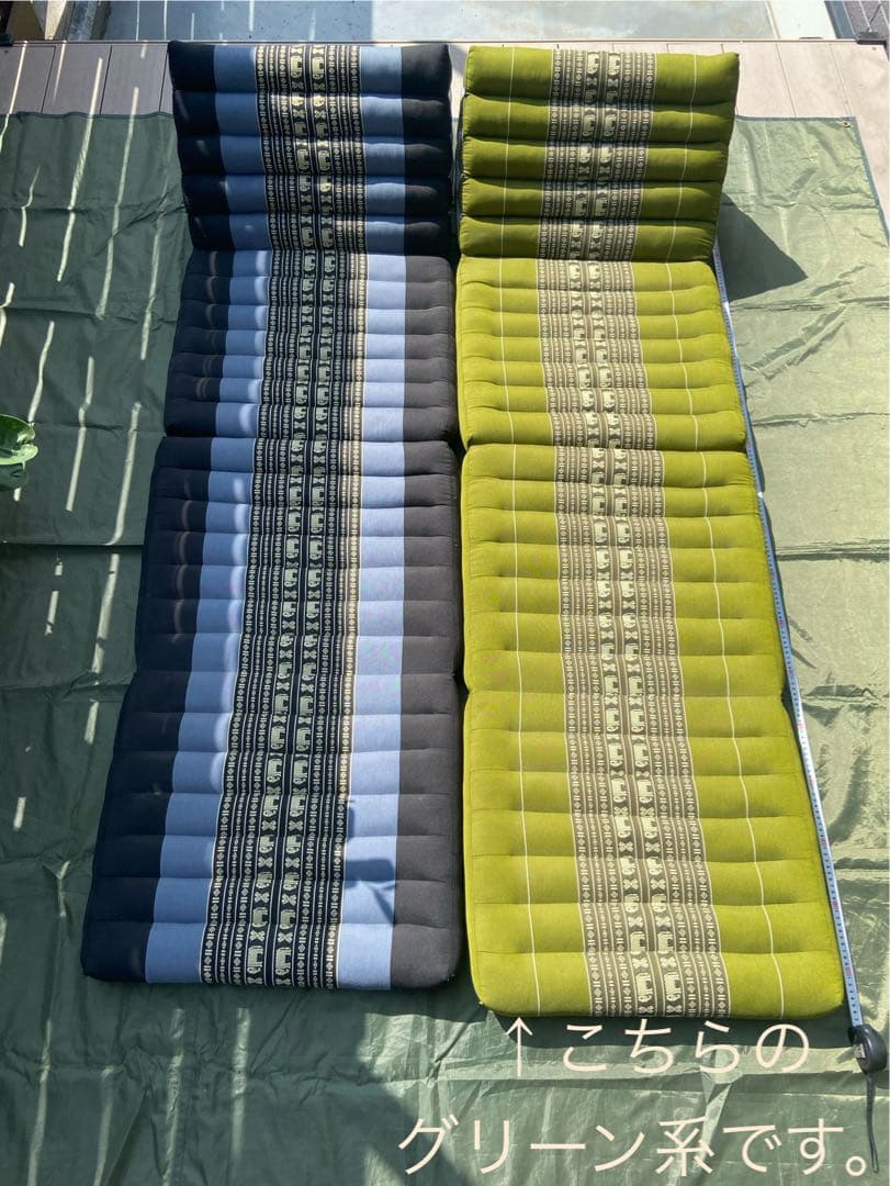 【ナナマフタページ】タイ　三角枕　お昼寝枕　ブルー・グリーン系