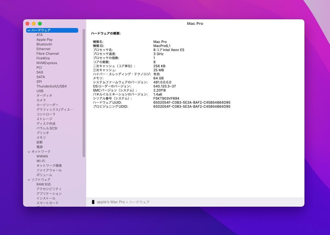Mac Pro Late 2013 8コア 64GB Dual D700