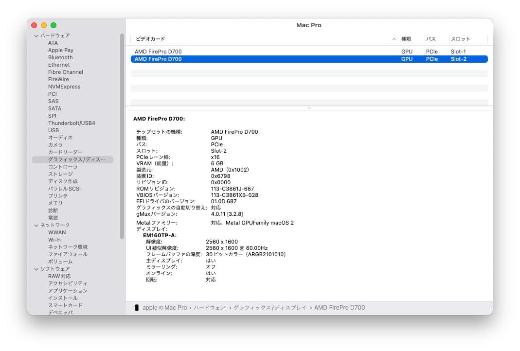 Mac Pro Late 2013 8コア 64GB Dual D700