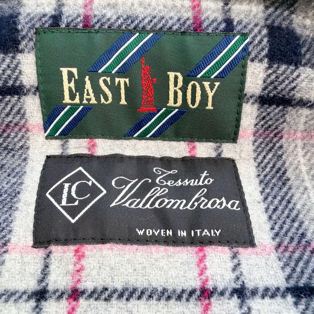 【美品】イーストボーイ　イタリア製生地　ダッフルコート　9号　ネイビー　チェック