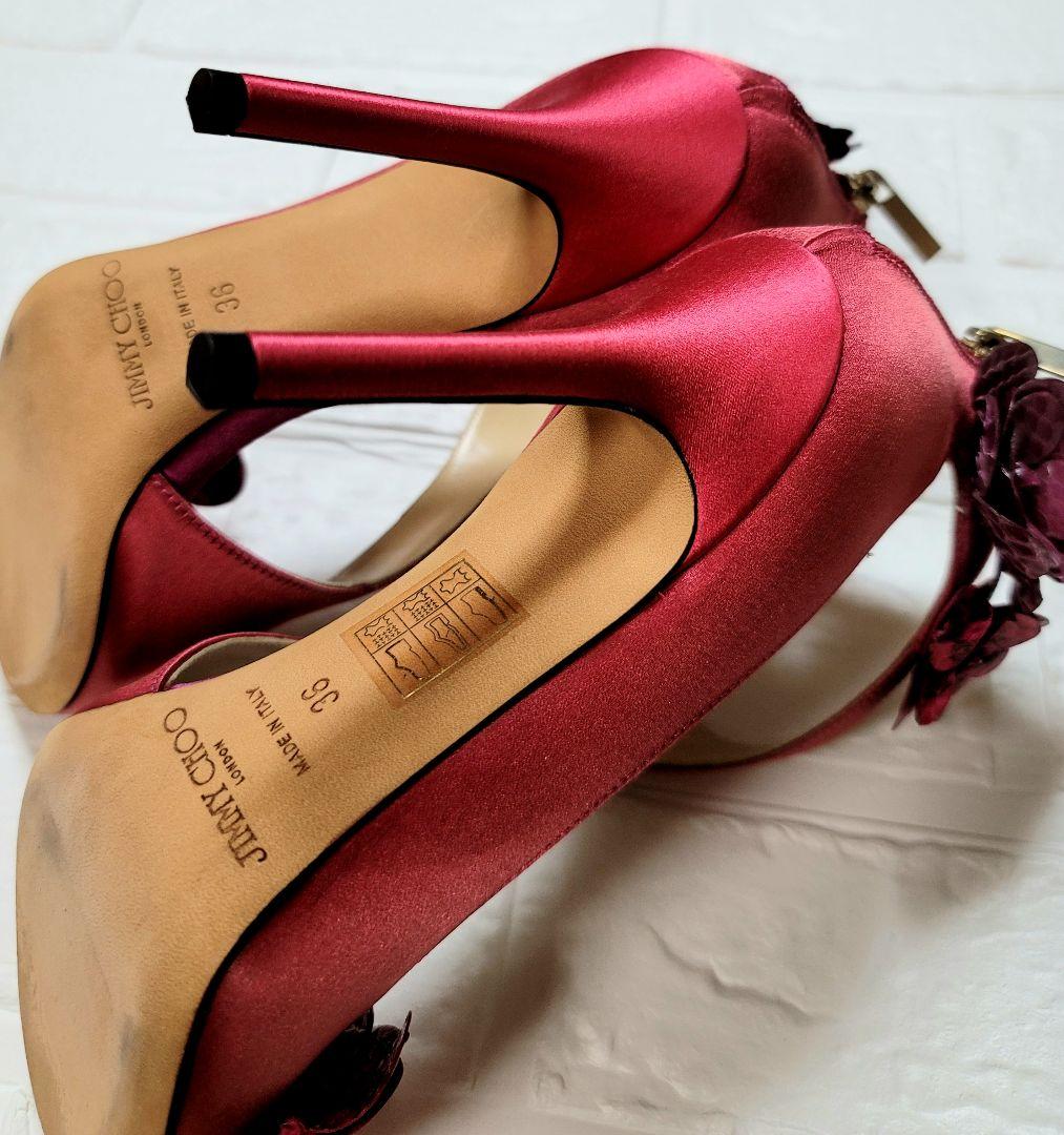 JIMMY CHOO ジミーチュウ サンダル サテン ピンク 36 未使用保管品