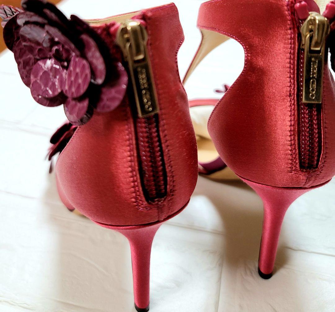 JIMMY CHOO ジミーチュウ サンダル サテン ピンク 36 未使用保管品