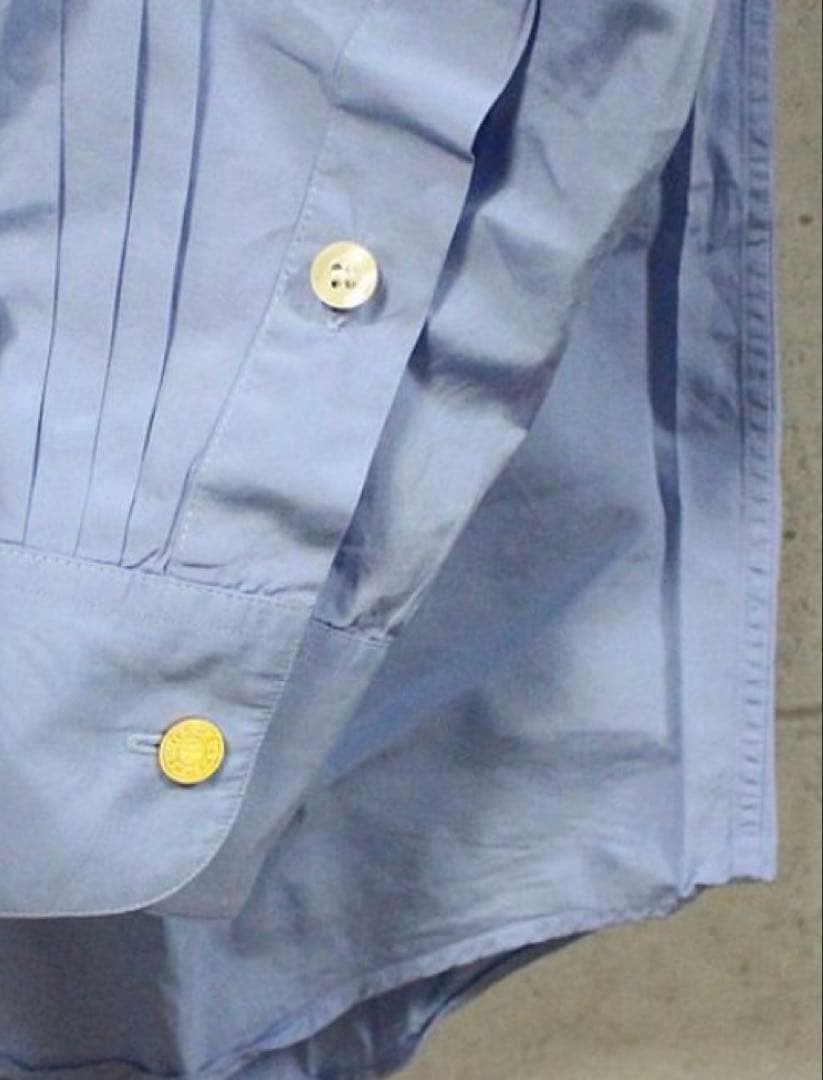 美品 エルメス HERMES メンズ セリエボタン 長袖シャツ ブルー 39