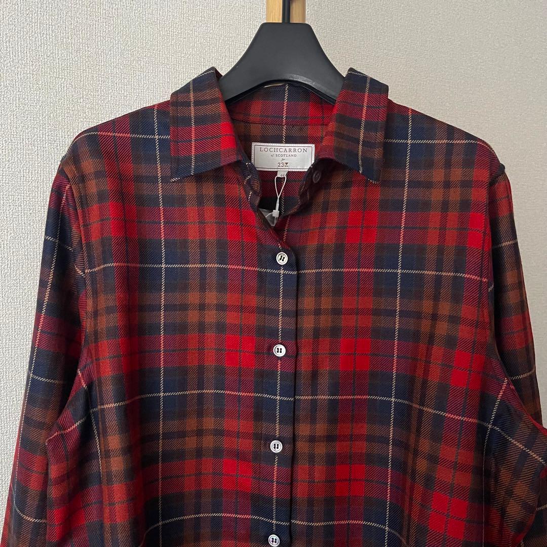 タグ付き 23区 ロキャロン チェック柄 ウール シャツ 大きいサイズ 44