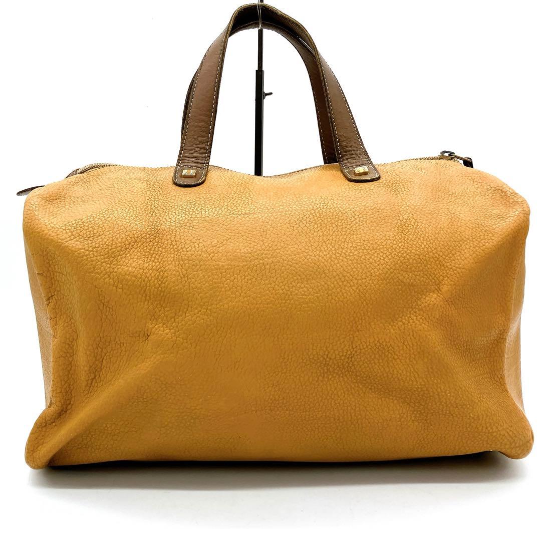 【LOEWE】ミニボストンバッグ　アナグラム　レザー　ブラウン　ゴールド金具