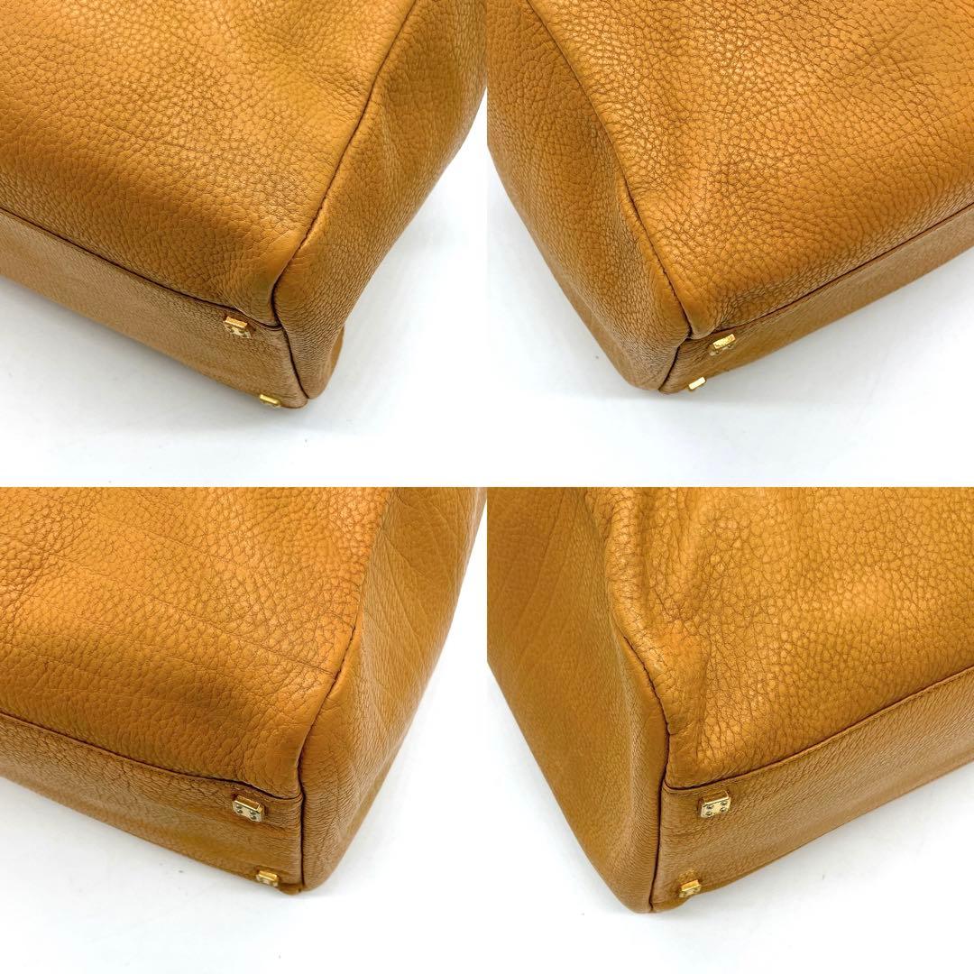 【LOEWE】ミニボストンバッグ　アナグラム　レザー　ブラウン　ゴールド金具