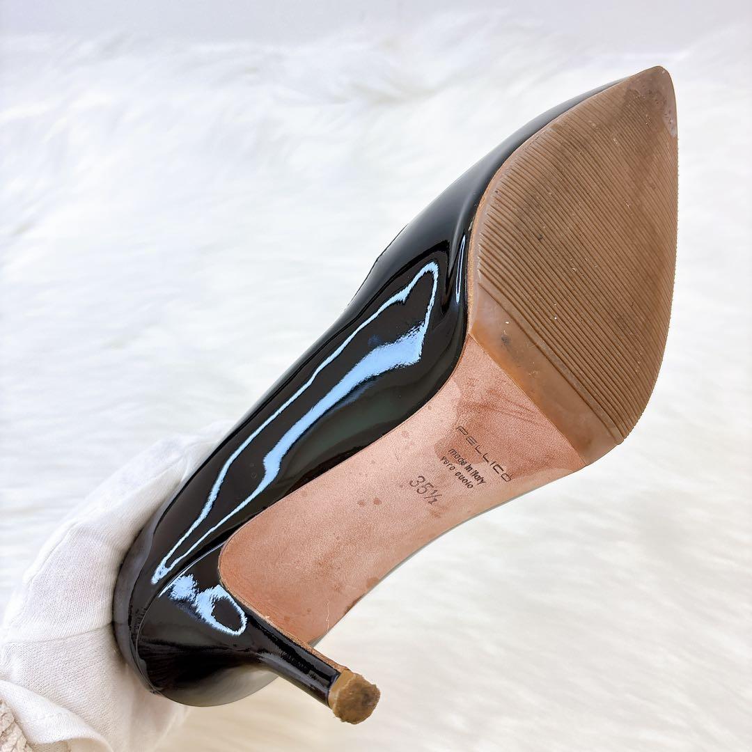 美品✨ペリーコ　アネッリ　パンプス　ポインテッドトゥ　エナメル　ブラック ヒール