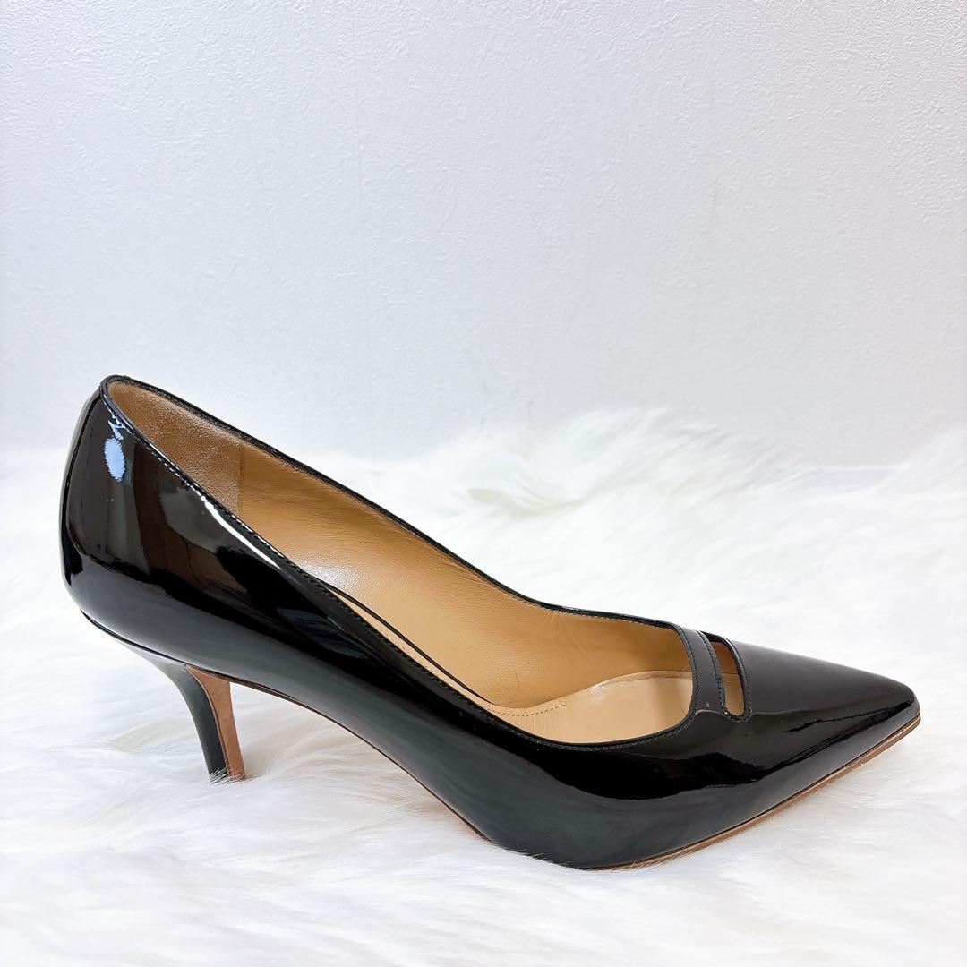美品✨ペリーコ　アネッリ　パンプス　ポインテッドトゥ　エナメル　ブラック ヒール
