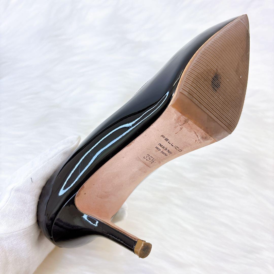 美品✨ペリーコ　アネッリ　パンプス　ポインテッドトゥ　エナメル　ブラック ヒール