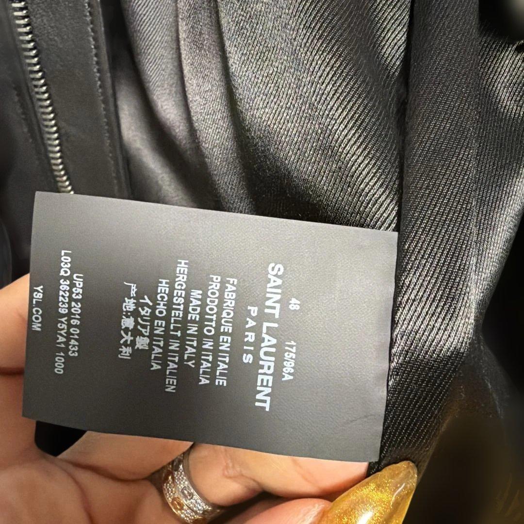 SAINT LAURENT ブラック シングルライダースジャケット　羊皮