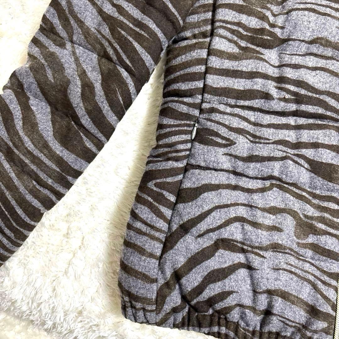 ルミラヘルノ 特殊中綿 キルティングジャケット フード着脱 毛 総柄 M