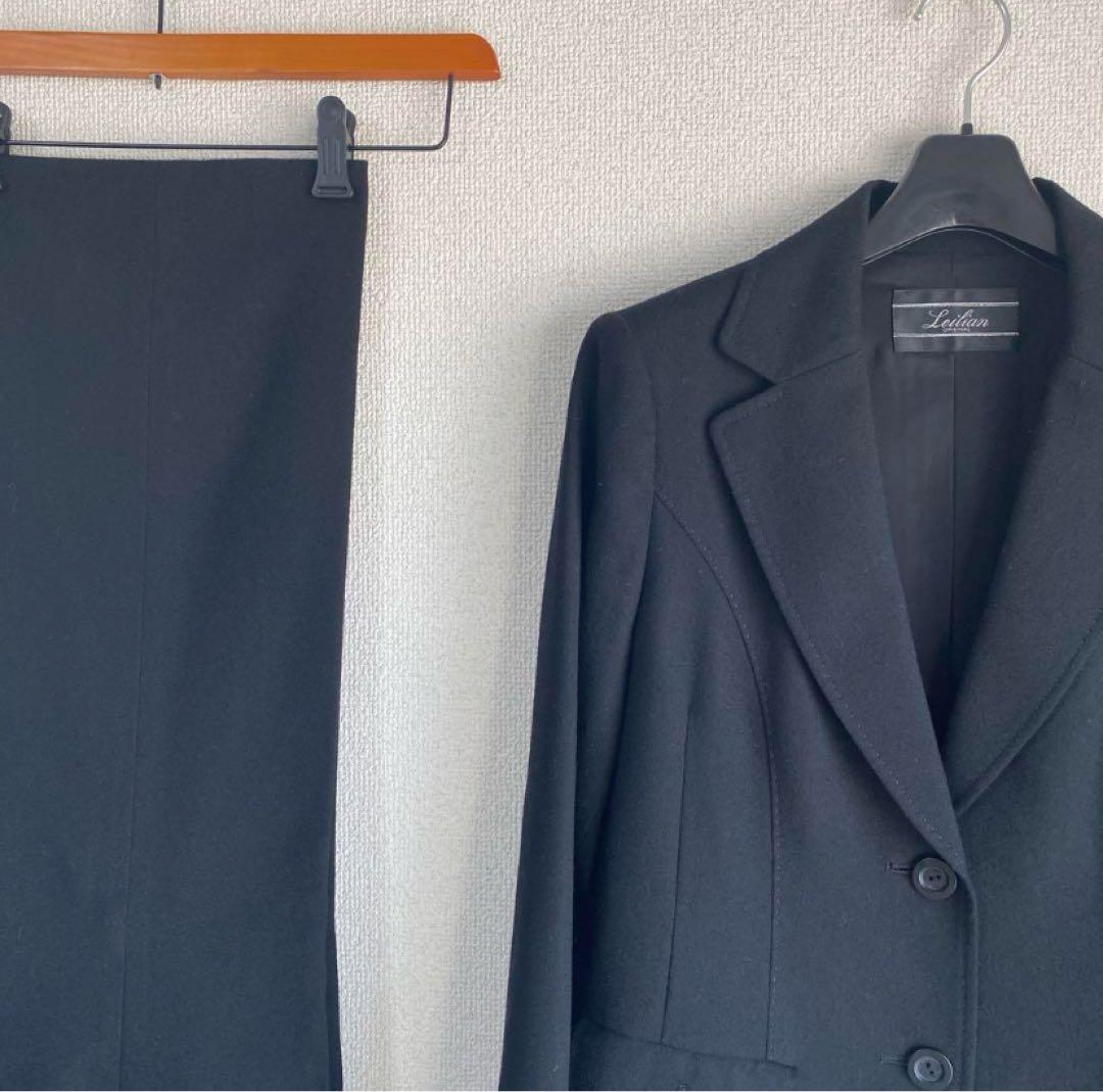 レリアン パンツスーツ 9 W72 黒 ブラック カシミヤ混素材 秋冬 DMW