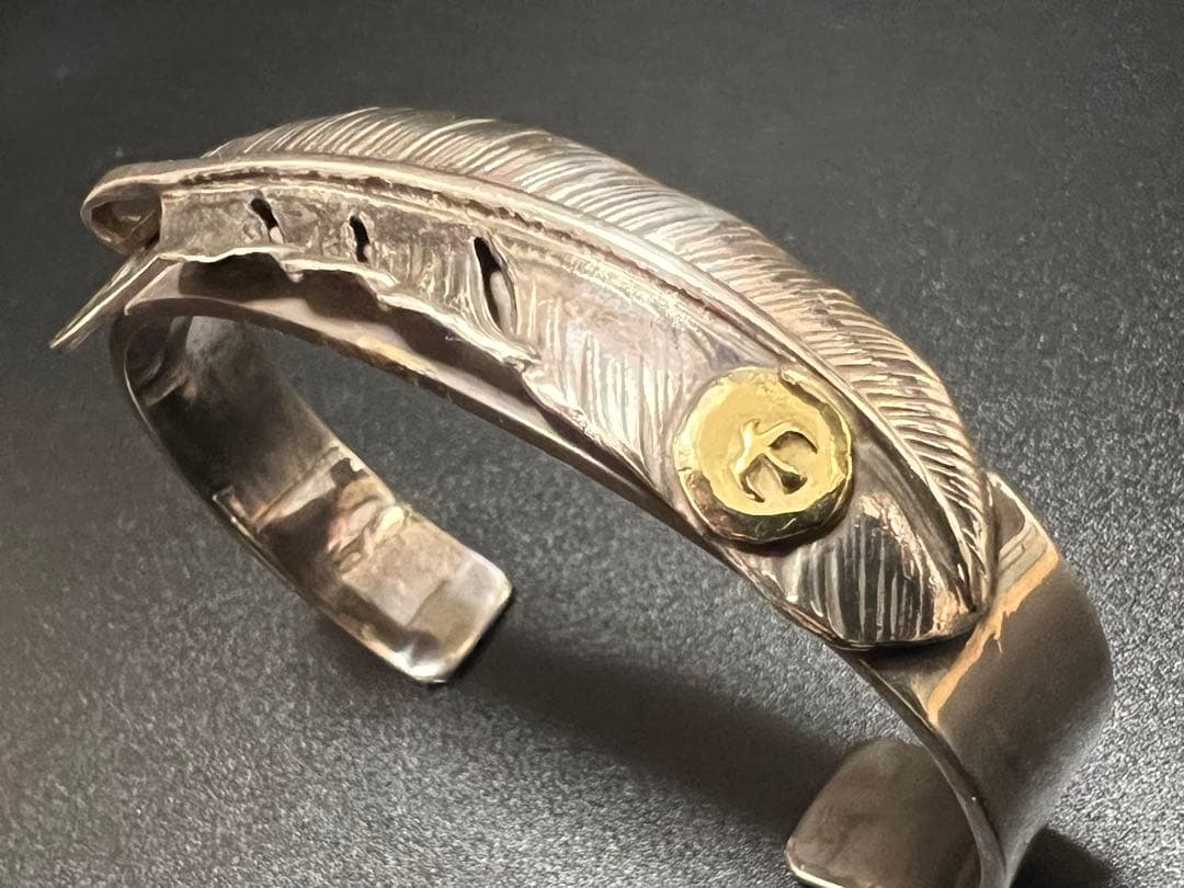 ゴローズ goro's K18メタル特大フェザーブレスOLDバングル