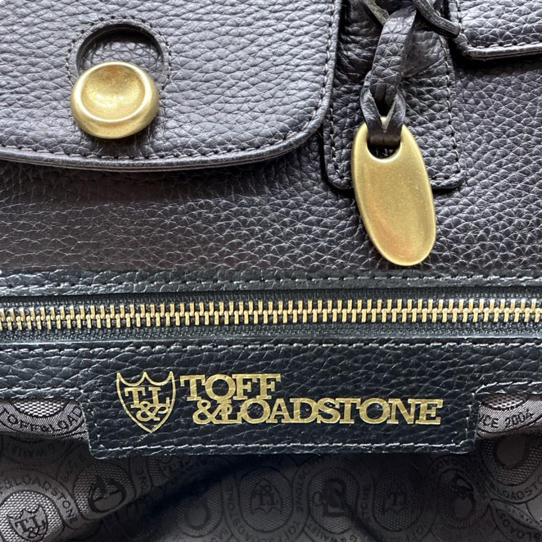 トフアンドロードストーン トートバッグ ルーフボタン シボ革 黒 A4 肩掛け