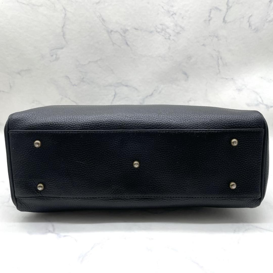 トフアンドロードストーン トートバッグ ルーフボタン シボ革 黒 A4 肩掛け