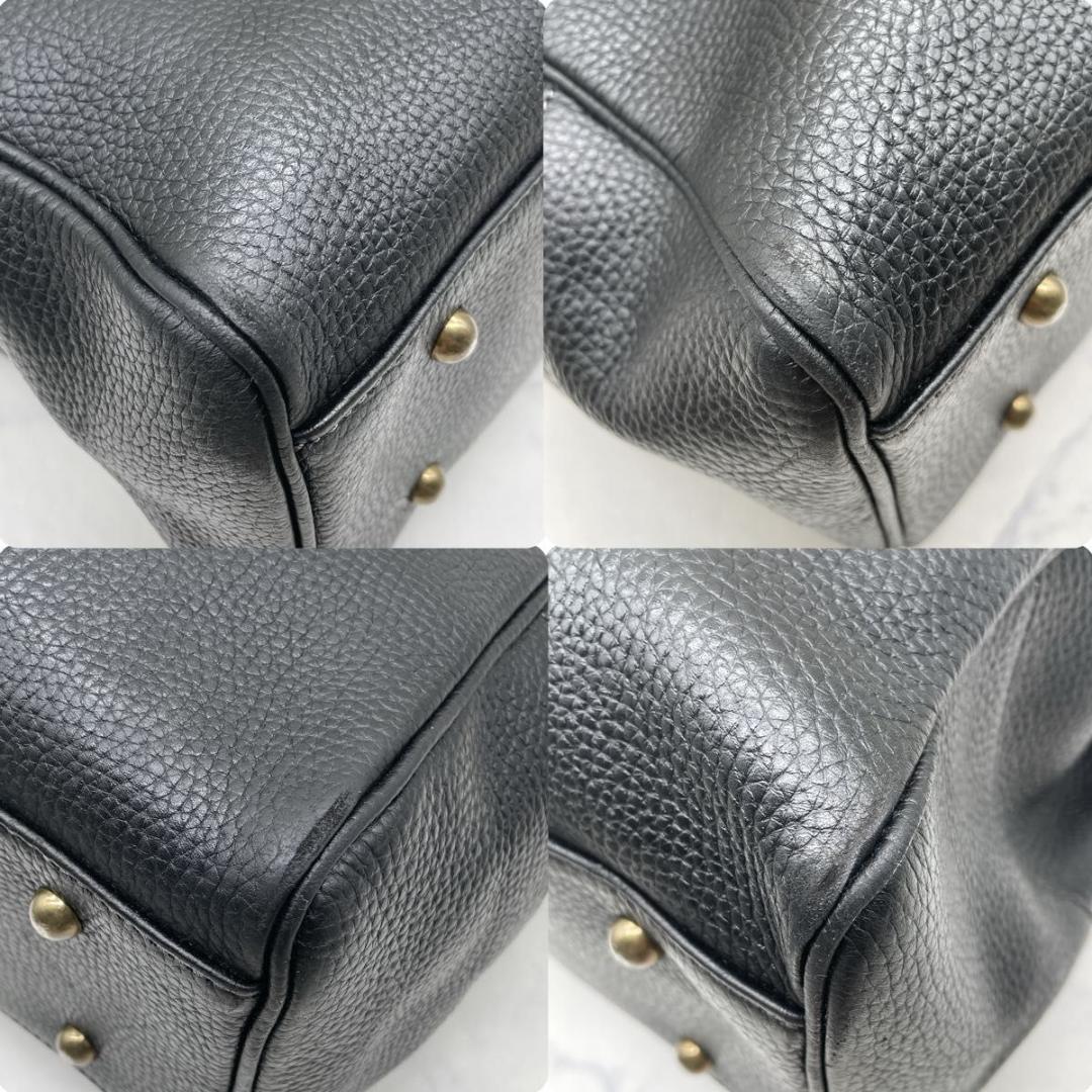 トフアンドロードストーン トートバッグ ルーフボタン シボ革 黒 A4 肩掛け