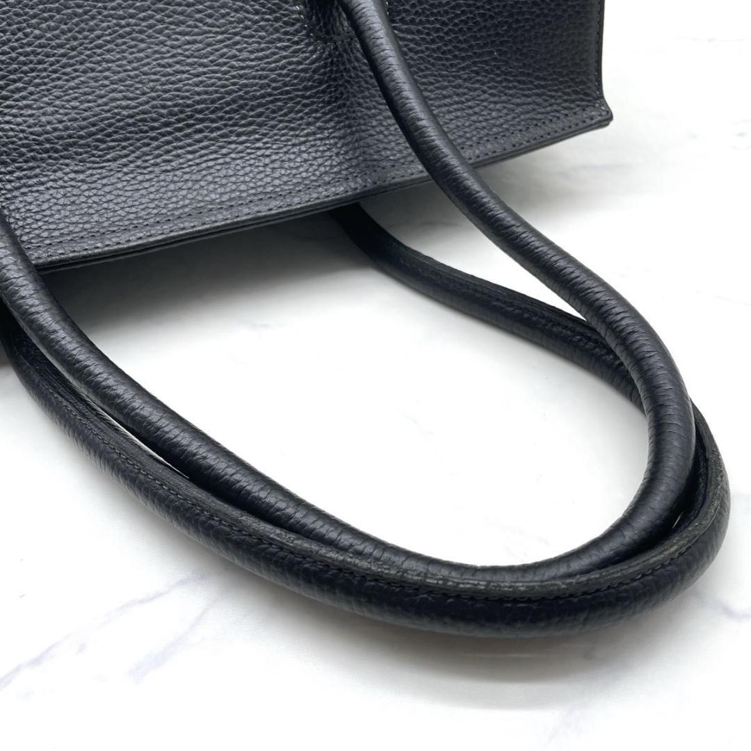 トフアンドロードストーン トートバッグ ルーフボタン シボ革 黒 A4 肩掛け