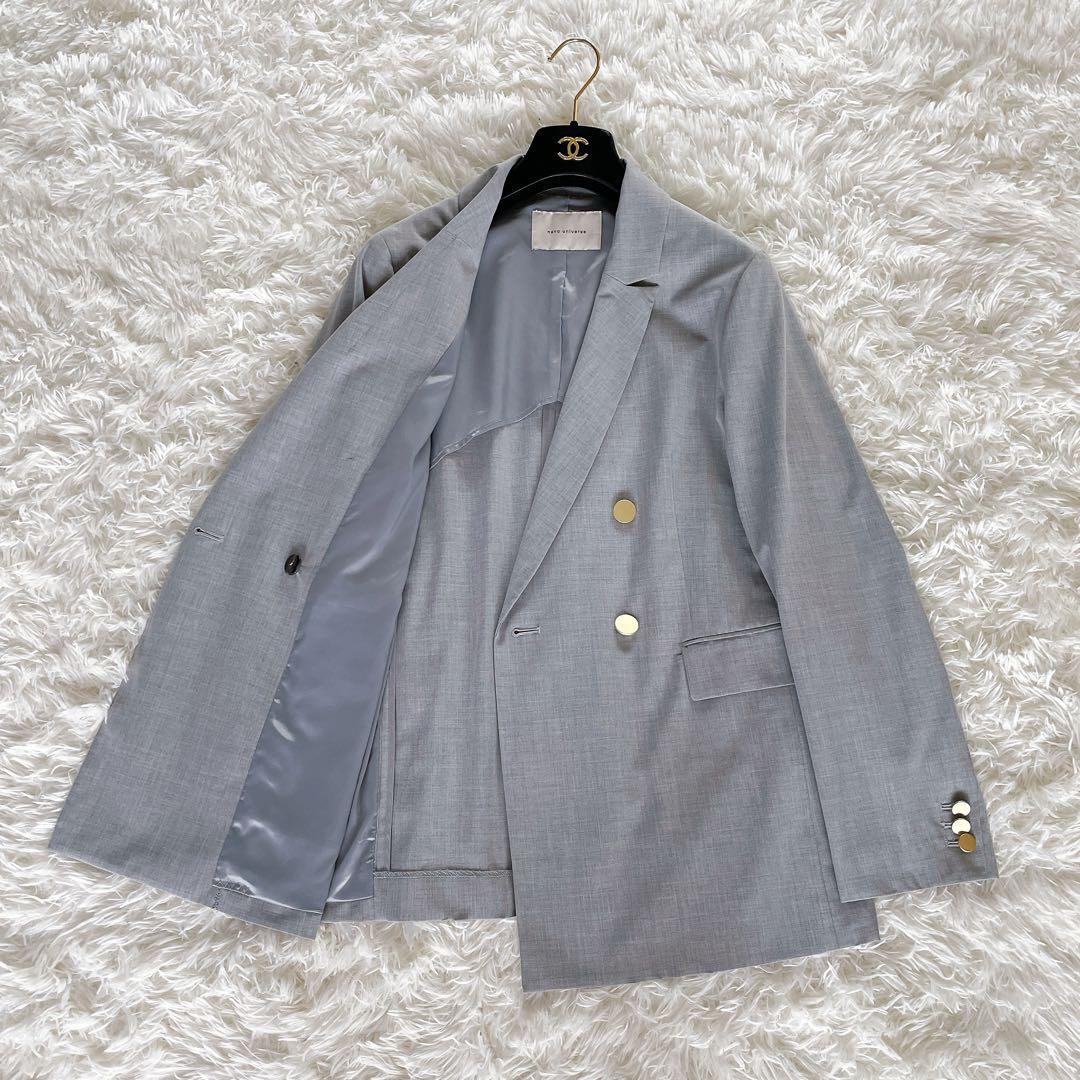 美品✨【ナノユニバース】金ボタンダブルジャケットパンツ セットアップ グレーM