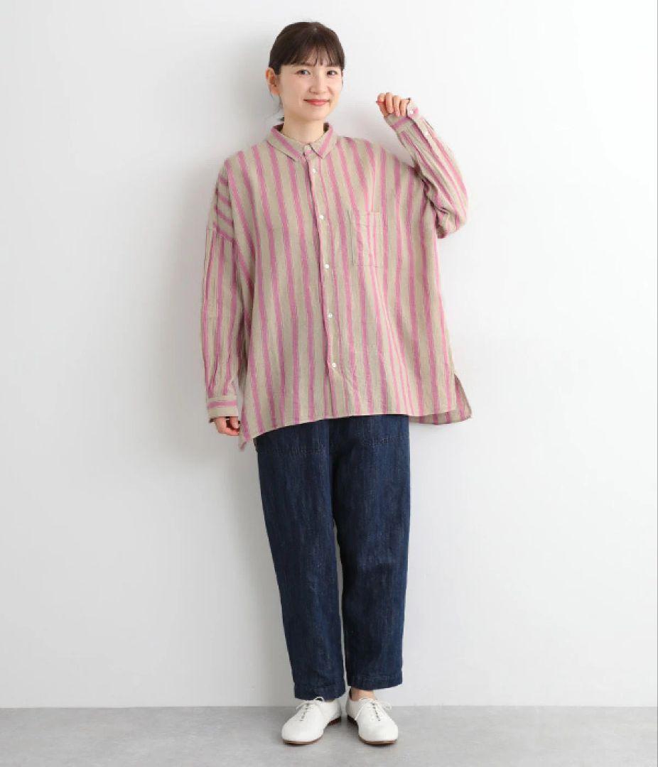 ICHI Antiquitesイチアンティークス リネンコットンストライプシャツ