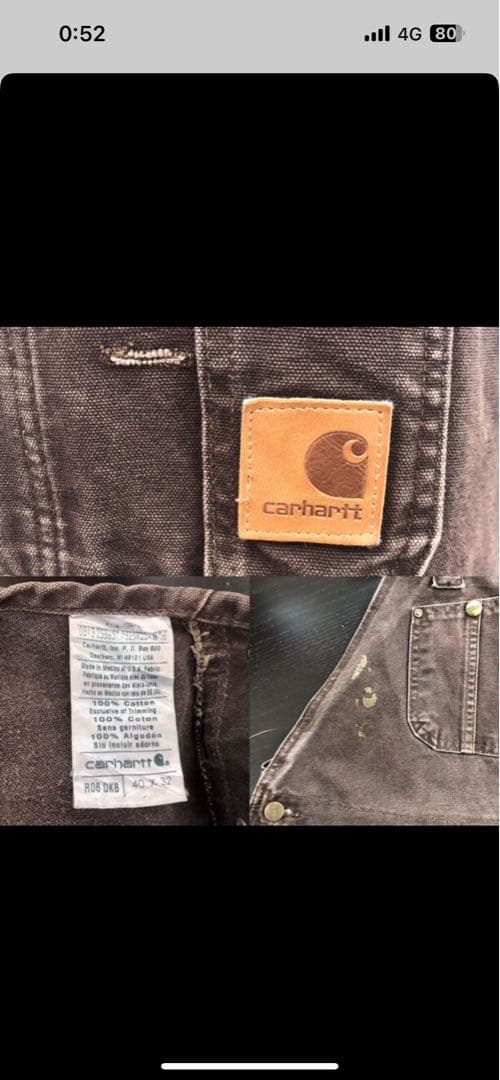 Carhartt ダークブラウン オーバーオール