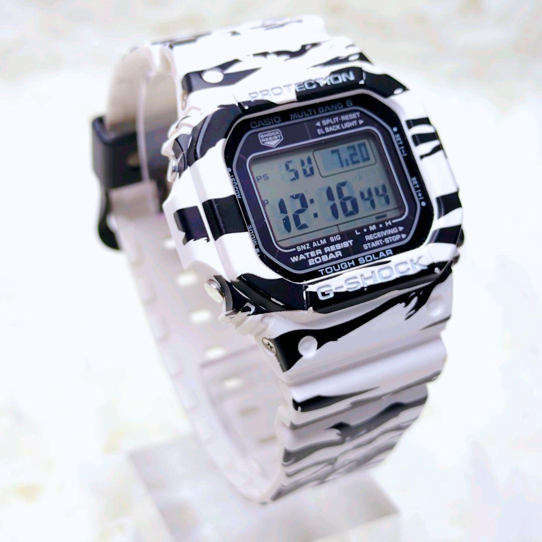 [美品] G-SHOCK GW-M5610BW タイガーカモ 電波 ゼブラ 時計
