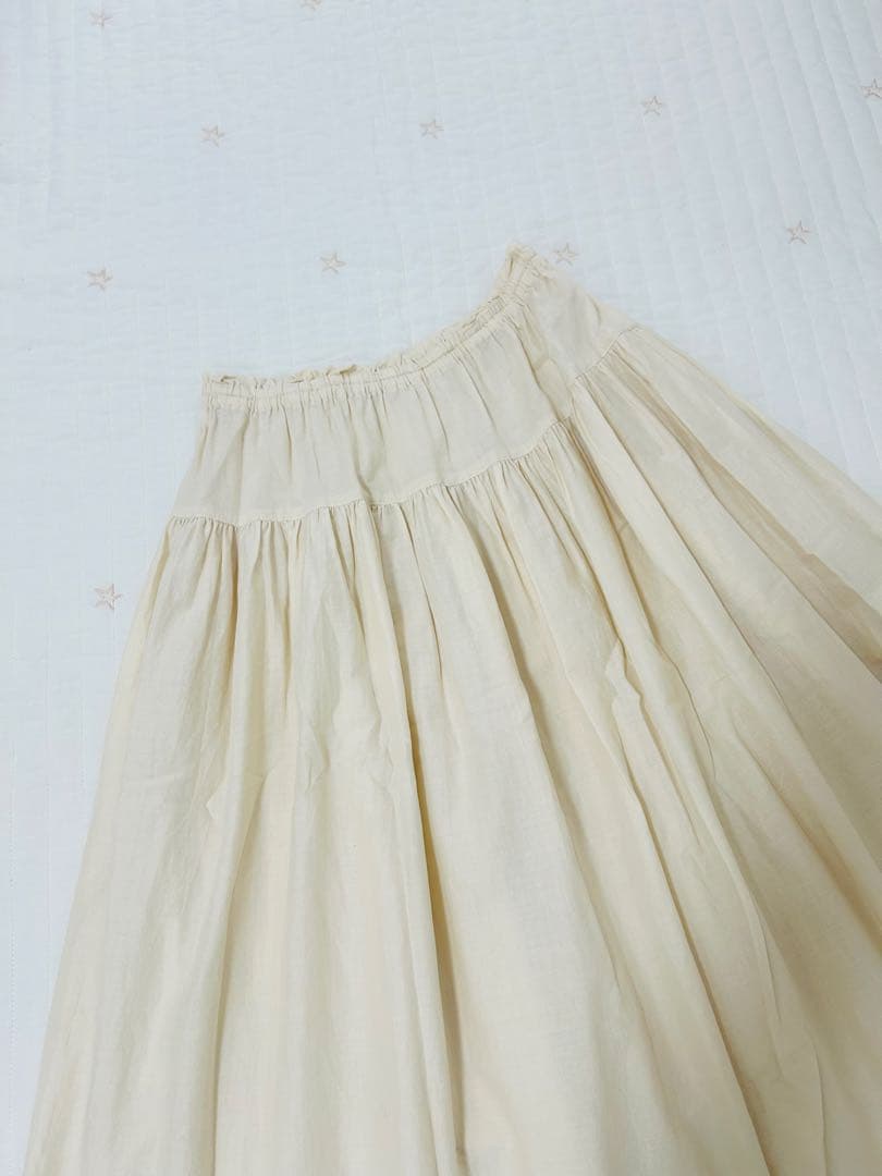 ピンクハウス　生成り　スカート　ペチ　ピコフリル　総ゴム　綿ローン
