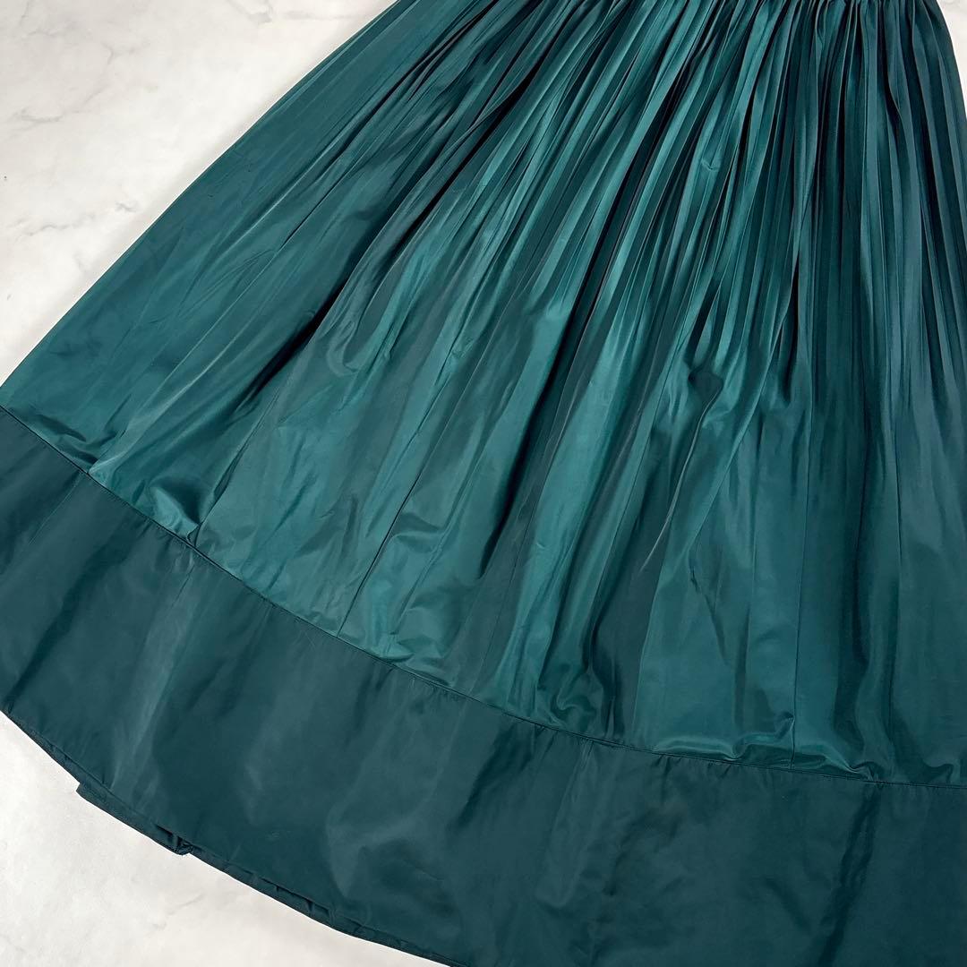 ENFOLD VOLUME SKIRT プリーツ ロング ダークグリーン 38