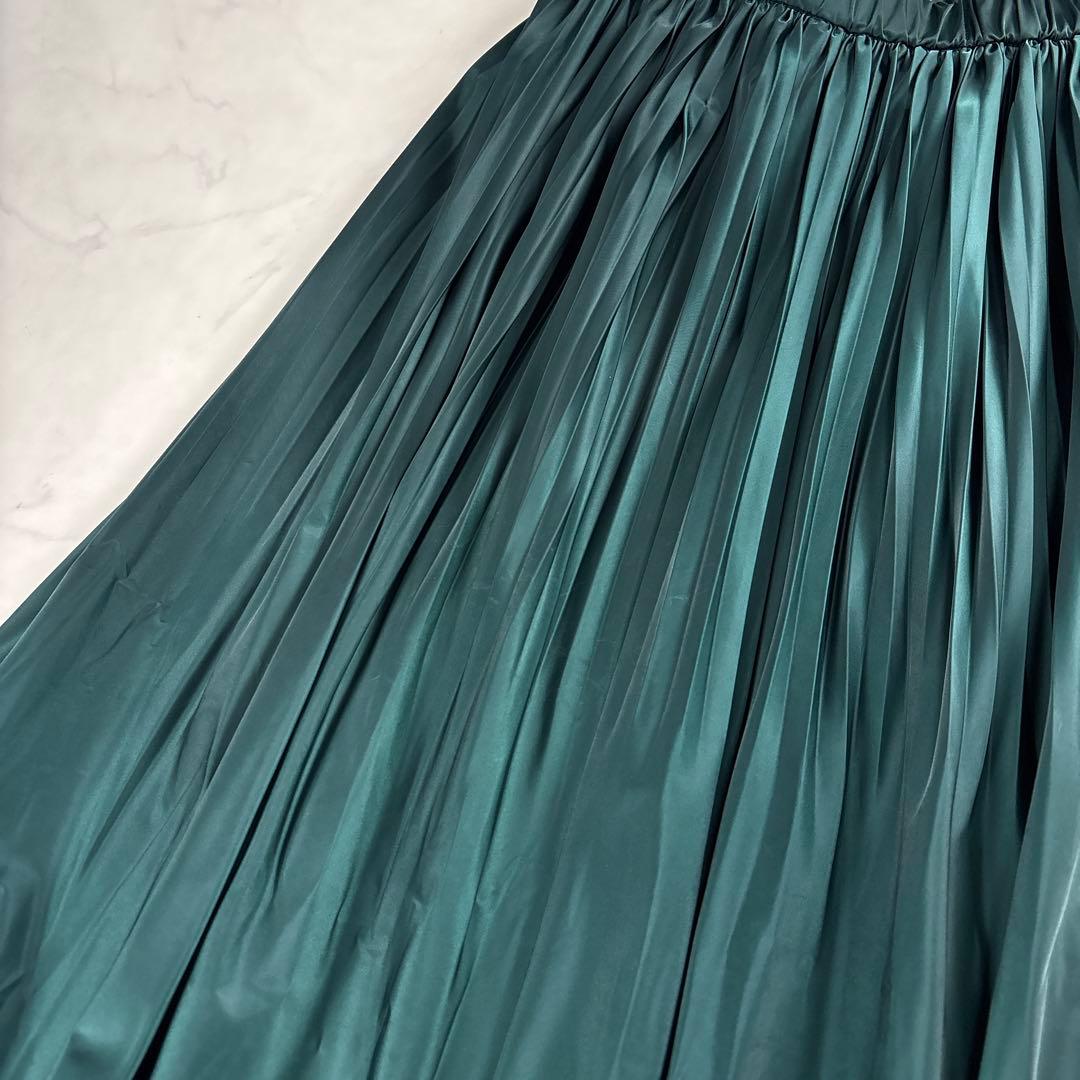 ENFOLD VOLUME SKIRT プリーツ ロング ダークグリーン 38