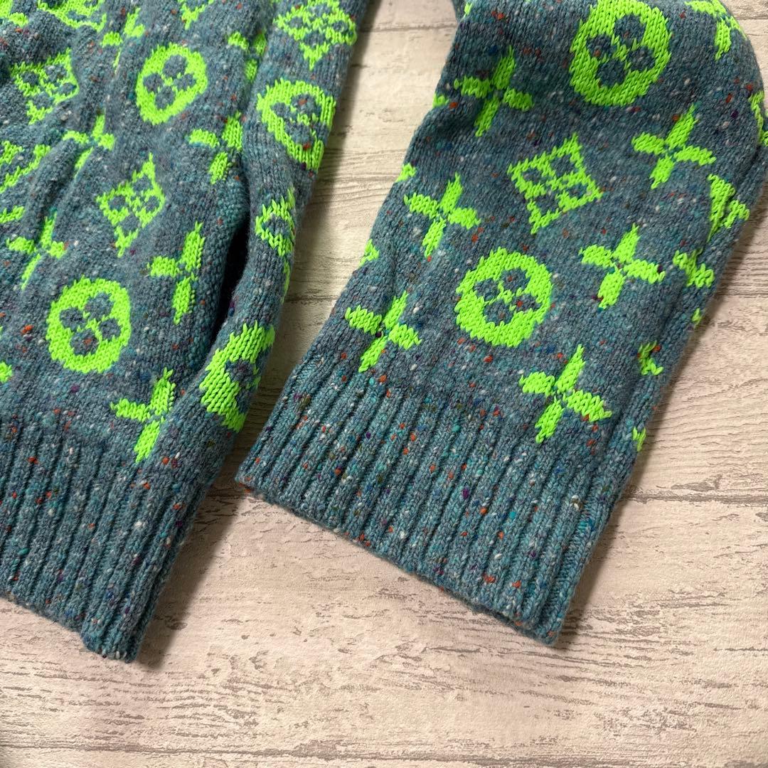 Louis Vuitton ロゴ柄カーディガン モノグラム　ネオングリーン　XL