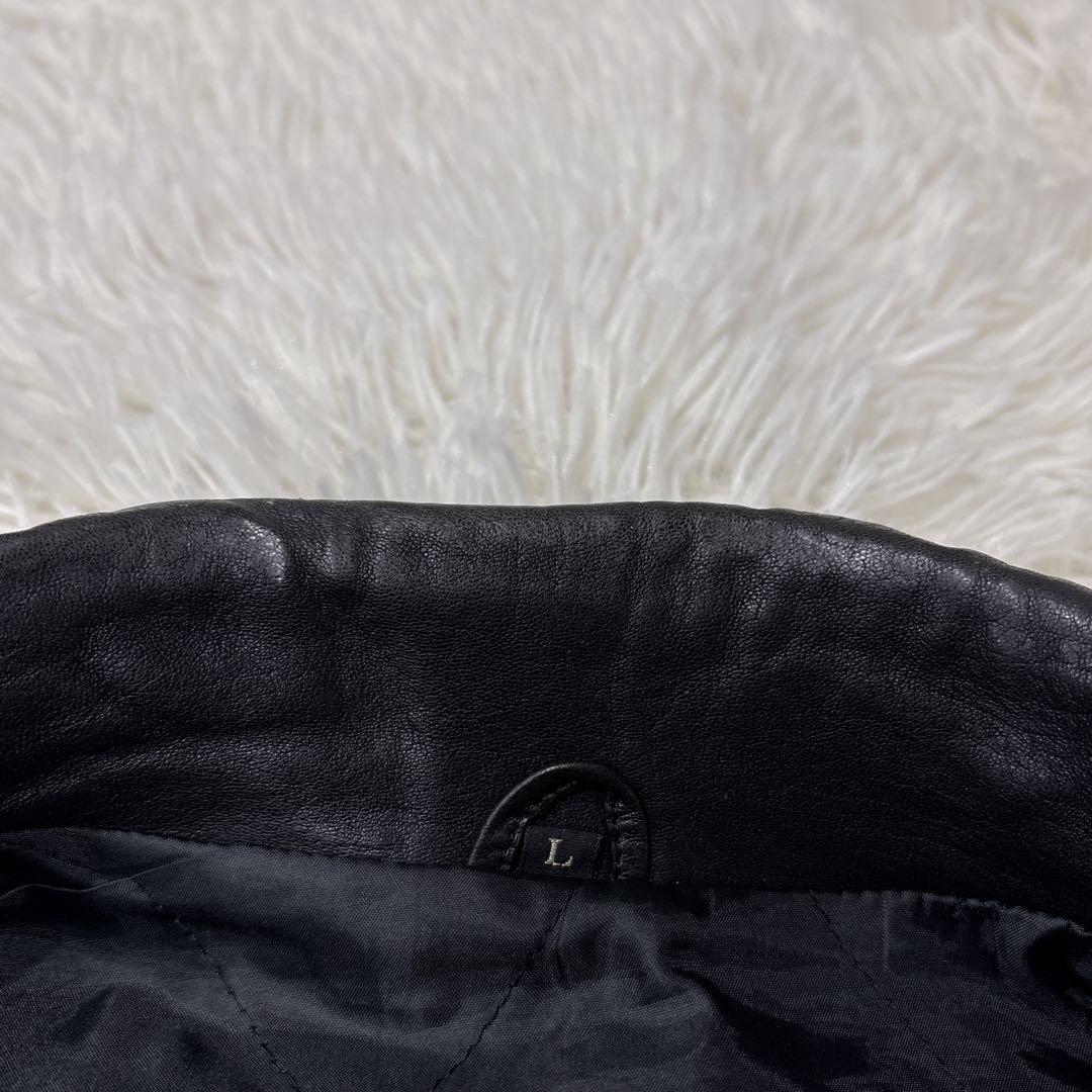 VINTAGE レザージャケット　Lサイズ　羊革　ラムスキン　ブラック　黒　短丈