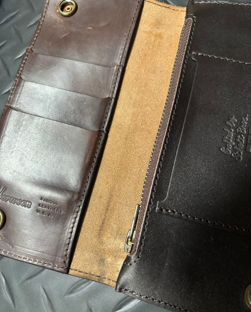 Schott ショット長財布　ウォレットチェーン　ブラウン　牛革　カウハイド