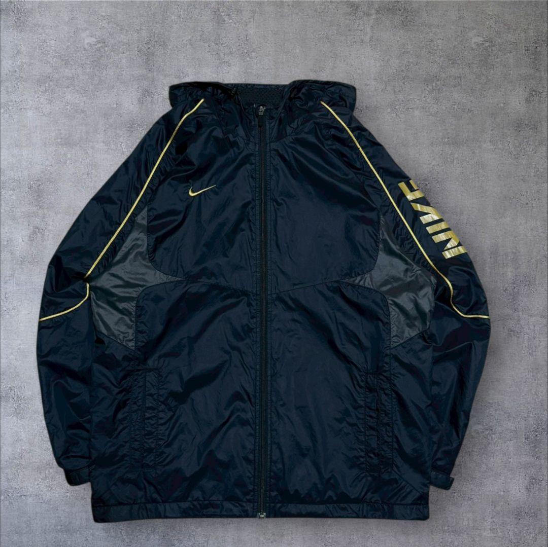 00s NIKE ナイキ セットアップ 大きいサイズ ナイロン 金刺繍 黒 XL