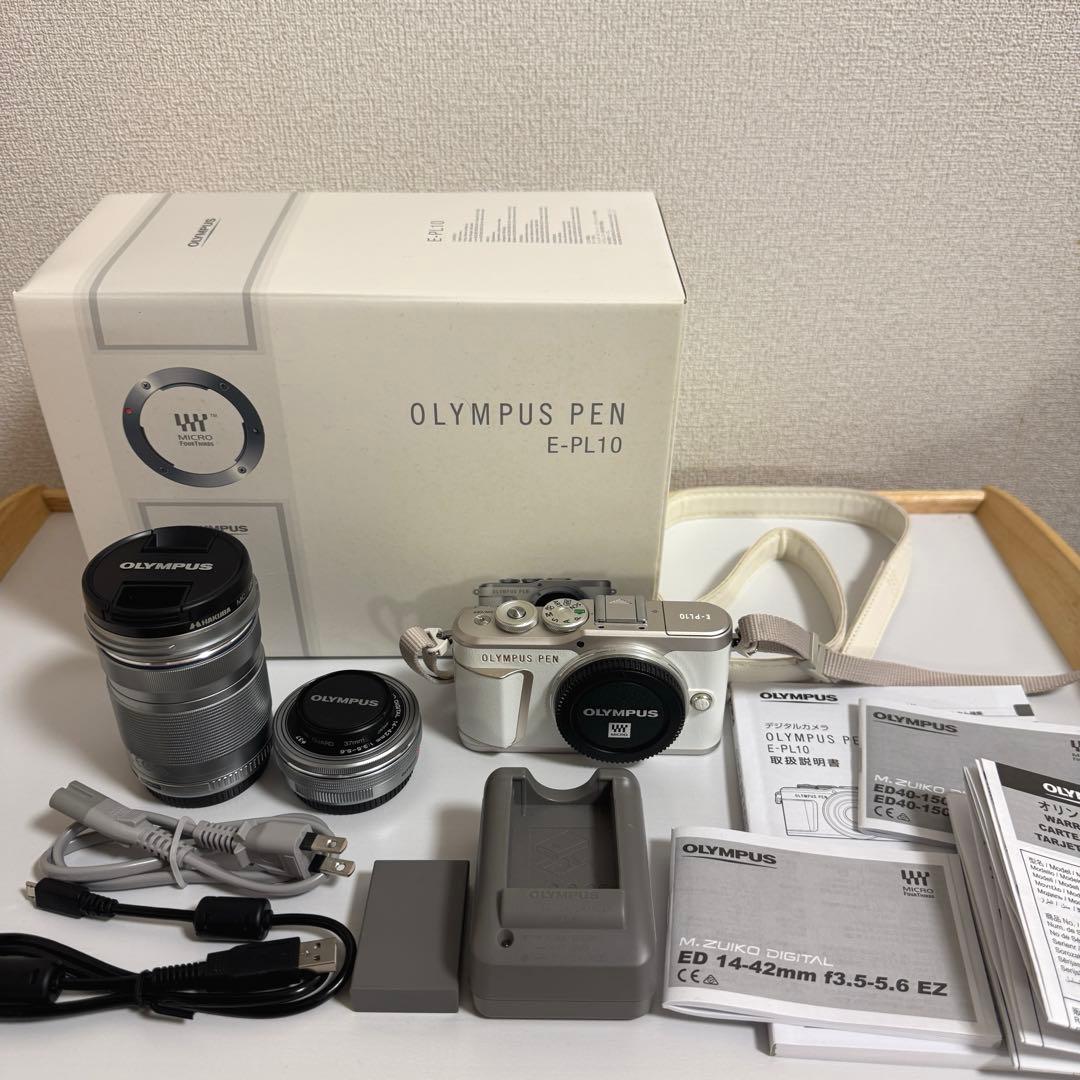 【超美品】Olympus PEN E-PL10 EZダブルズームキット ホワイト